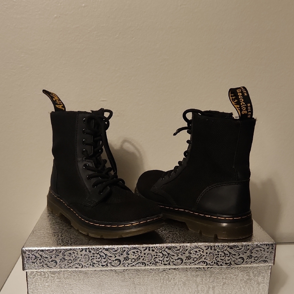 Kids Dr. Martens Black Combat Boots Size 1.